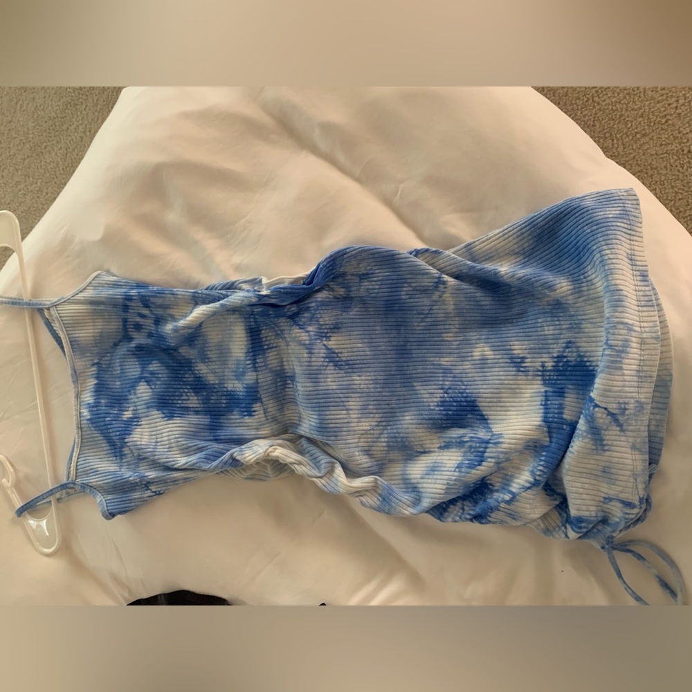 Blue and white mini dress